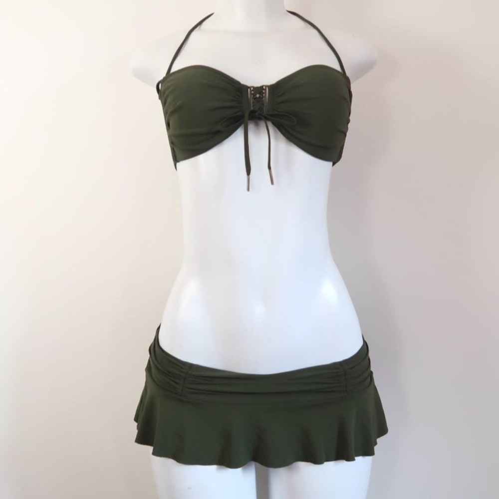 y2k olive green bikini set y2k swimwear